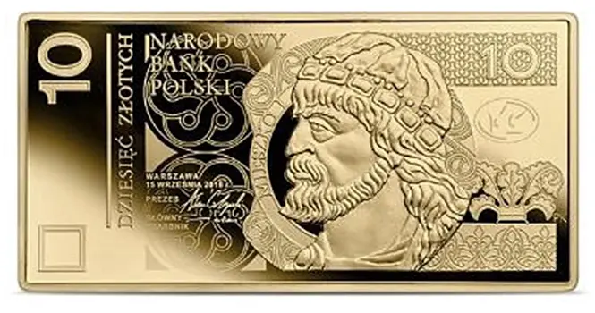 Монета 10 злотых в виде банкноты