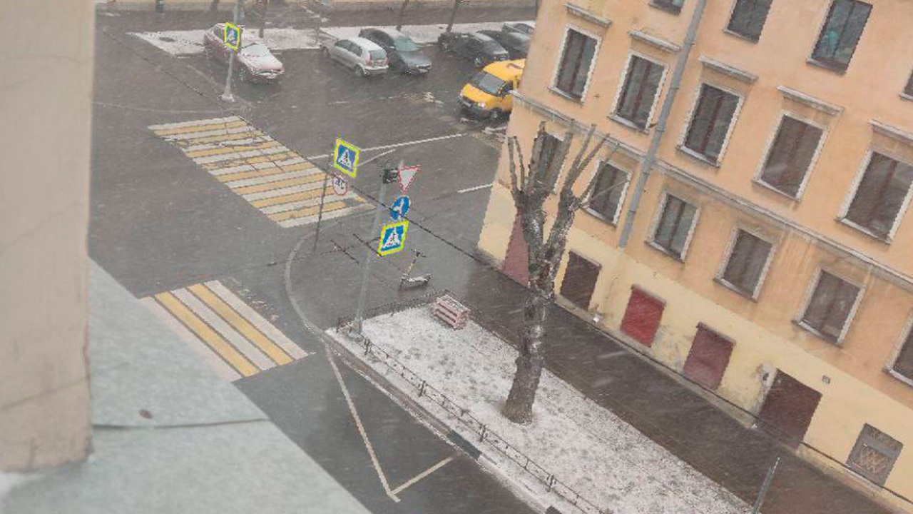 Сильнейший с 2017 года апрельский снегопад начался в Петербурге