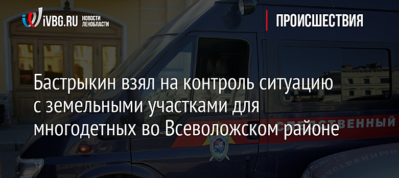Бастрыкин взял на контроль ситуацию с земельными участками для многодетных во Всеволожском районе