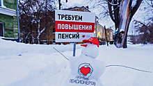 Партия пенсионеров проводит в России одиночные пикеты с использованием снеговиков