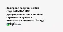 За первое полугодие 2023 года КАПИТАЛ LIFE урегулировала полмиллиона страховых случаев и выплатила клиентам 12 млрд рублей