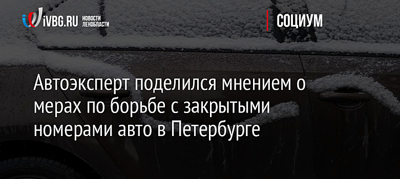 Автоэксперт поделился мнением о мерах по борьбе с закрытыми номерами авто в Петербурге