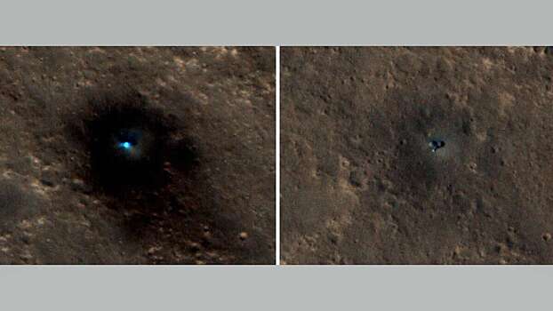 Марсоход InSight НАСА замечен с орбиты покрытый пылью