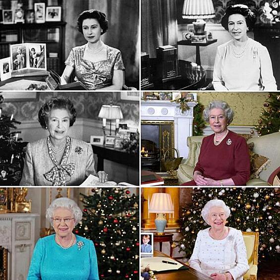 В Instagram Елизаветы II появился коллаж фотографий с рождественских поздравлений королевы разных лет. 
