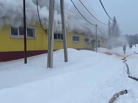 Производственное здание загорелось в Подмосковье на площади почти 4 тыс "квадратов"