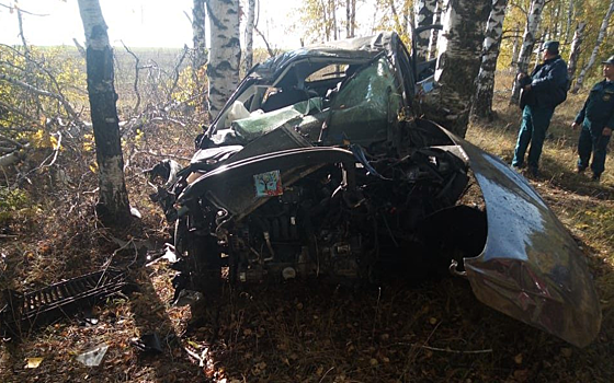 В Сараях Skoda врезалась в дерево после столкновения с «Газелью»