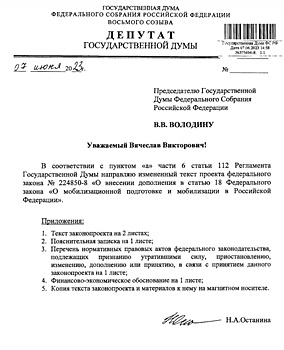 Депутат Госдумы Останина сообщила о внесении законопроекта об отсрочках для единственных сыновей