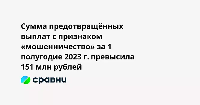 Сумма предотвращённых выплат с признаком «мошенничество» за 1 полугодие 2023 г. превысила 151 млн рублей