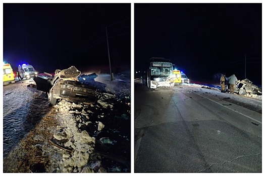 Один человек погиб в лобовом столкновении автобуса и легковушки в Новосибирской области