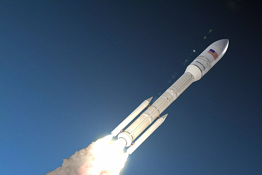 Тяжелая ракета OmegA компании Northrop Grumman. В максимальной конфигурации (шесть боковых ускорителей на первой ступени) носитель рассчитан на выведение до 7,8 тонны на геопереходную орбиту. В компании рассчитывают запустить версию носителя с двумя боковыми ускорителями в 2021-м, а с шестью — в 2024-м 
