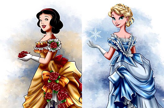 Принцесс Disney нарядили в винтажные бальные платья