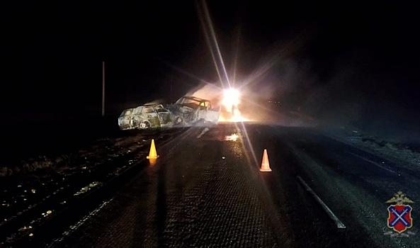 В Волгоградской области двое людей погибли в загоревшейся иномарке