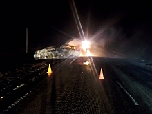 В Волгоградской области двое людей погибли в загоревшейся иномарке