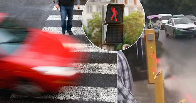 В Китае тестируют систему по обрызгиванию водой людей за переход дороги на красный свет