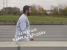 На видео попало, как мужчина шел пешком по МКАД