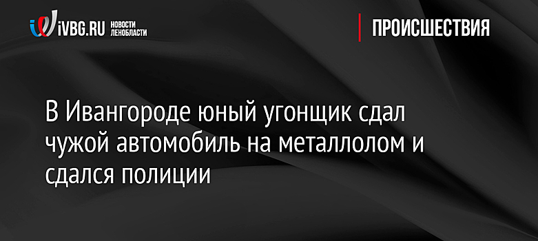 В Ивангороде юный угонщик сдал чужой автомобиль на металлолом и сдался полиции