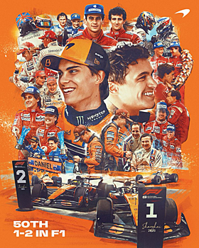 В McLaren посвятили постер юбилейному победному дублю