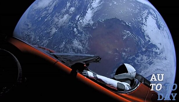 Tesla Roadster путешествует по Марсу