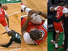 Джейлен Браун, ныряя за мячом, ударил по ноге Деррика Джонса, форвард «Клипперс» покинул площадку с травмой колена