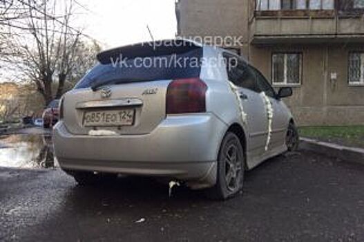 В Красноярске ночью неизвестные изуродовали автомобиль