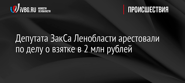 Депутата ЗакСа Ленобласти арестовали по делу о взятке в 2 млн рублей