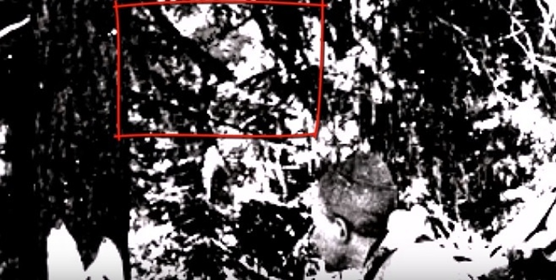 На втором кадре Валентин Дегтерев видит лицо шамана, наблюдающего за тем, как исследователь из группы Дятлова рассматривает древнее мансийское капище.