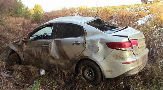 В Малмыжском районе Kia опрокинулась в кювет