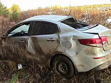 В Малмыжском районе Kia опрокинулась в кювет