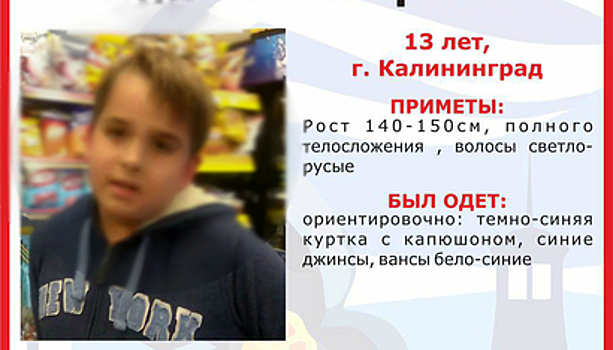 Пропавшего в Калининграде 13-летнего мальчика нашли живым