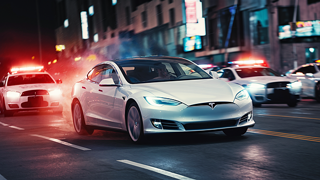 Автоугонщики пытались сбежать от полиции на Tesla Model S, но не смогли из-за разрядившейся батареи