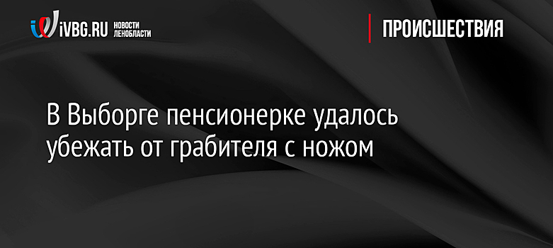 В Выборге пенсионерке удалось убежать от грабителя с ножом