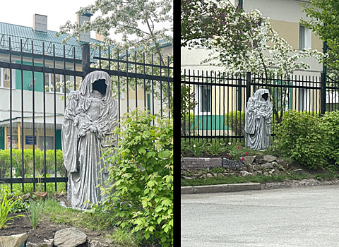 В Екатеринбурге установили пугающую статую без лица возле детского сада