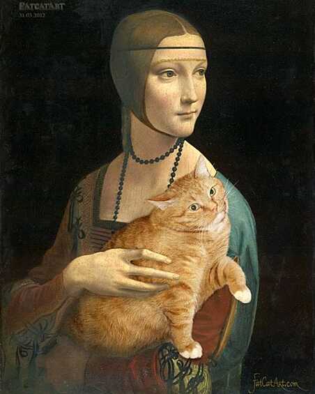 Дама с котиком как-то логичнее сомнительного горностая, который, возможно, хорек.