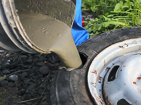 Видео: Что будет, если в шины залить цемент
