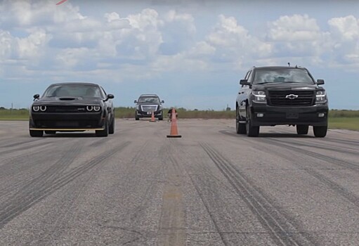 Автобаттл: Dodge Challenger Hellcat vs Chevrolet Tahoe