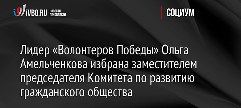 Лидер «Волонтеров Победы» Ольга Амельченкова избрана заместителем председателя Комитета по развитию гражданского общества