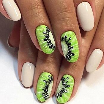 Маникюр «киви»: варианты фруктового дизайна ногтей