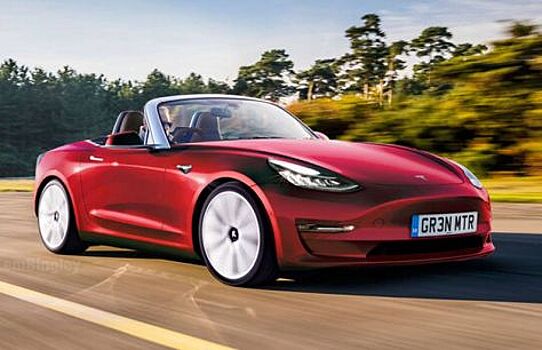 Показаны первые изображения кабриолета Tesla Model 3