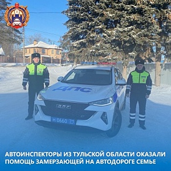 Автоинспекторы из Тульской области оказали помощь замерзающей на автодороге семье