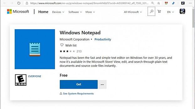 Windows Notepad появился в Microsoft Store