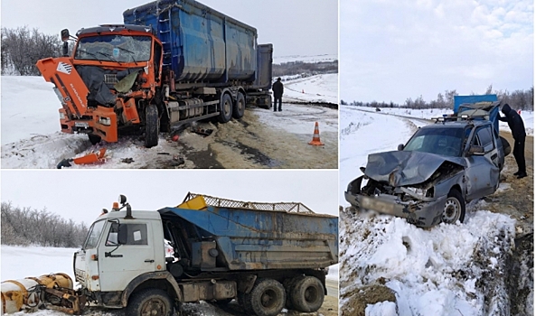 В тройном ДТП в Волгоградской области пострадал водитель КамАЗа