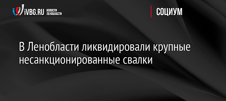 В Ленобласти за лето ликвидировали 462 незаконные свалки