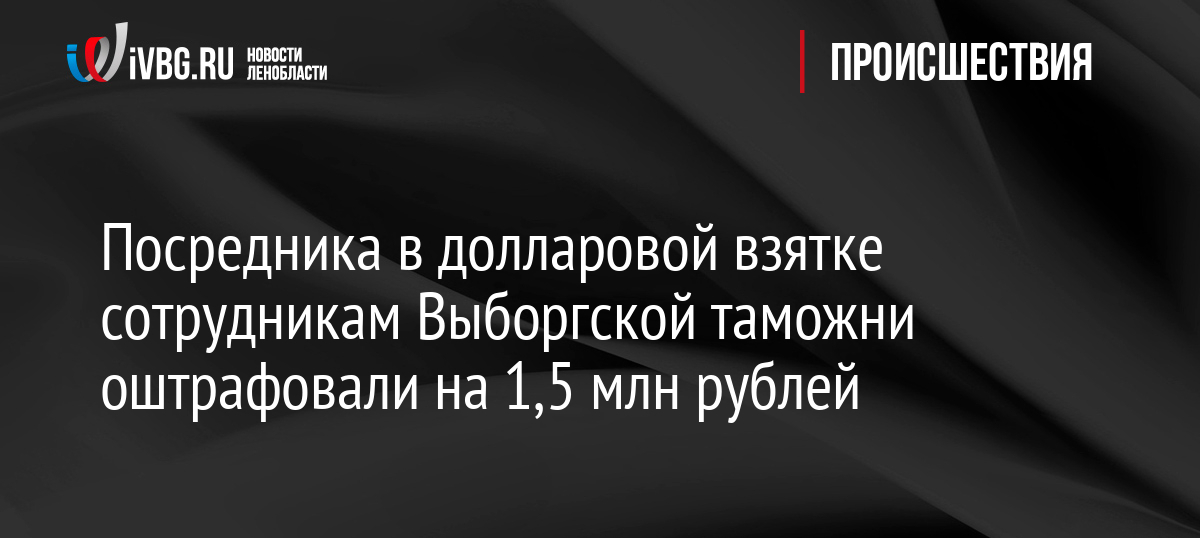 Посредника в долларовой взятке сотрудникам Выборгской таможни оштрафовали на 1,5 млн рублей