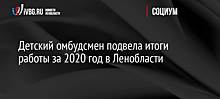 Детский омбудсмен подвела итоги работы за 2020 год в Ленобласти