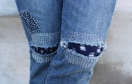 Заплатки на джинсы в японской технике