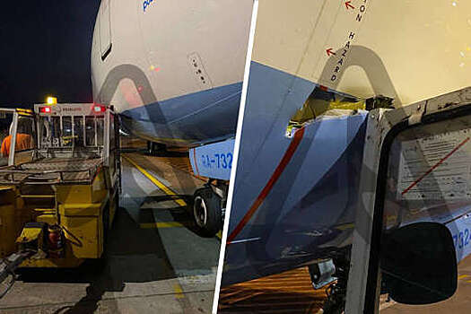 Тягач врезался в самолет Boeing 737 во время посадки пассажиров в аэропорту Сочи