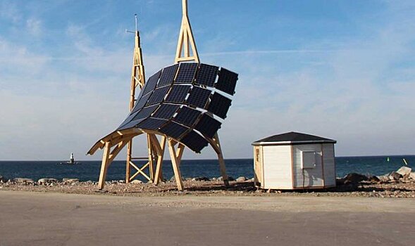 Электростанция «Жираф 2.0» собирает энергию солнца и ветра одновременно