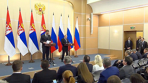 Пресс-конференция Путина и Вучича по итогам встречи в Сочи