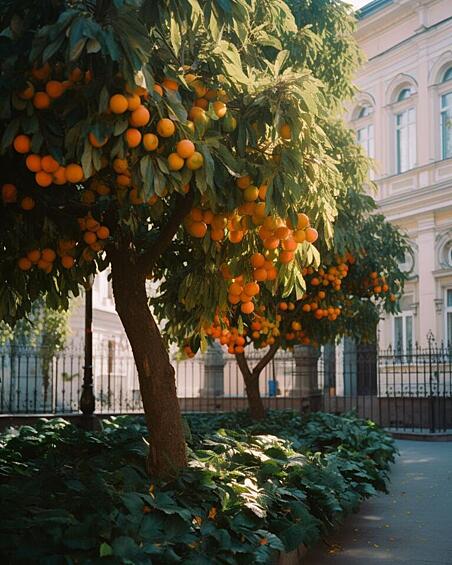 Мандариновые деревья, растущие в питерских дворах, превратили российский город в итальянский.