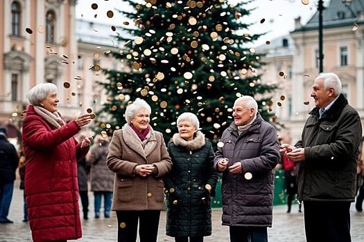 «Путешествие серебряных Снегурочек в поисках Деда Мороза» организовали у городской елки в Майкопе